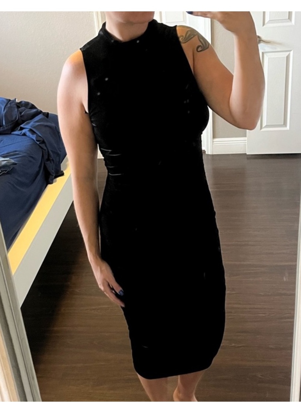 A|X Armani Exchange Black Label dress velvet ruched medium